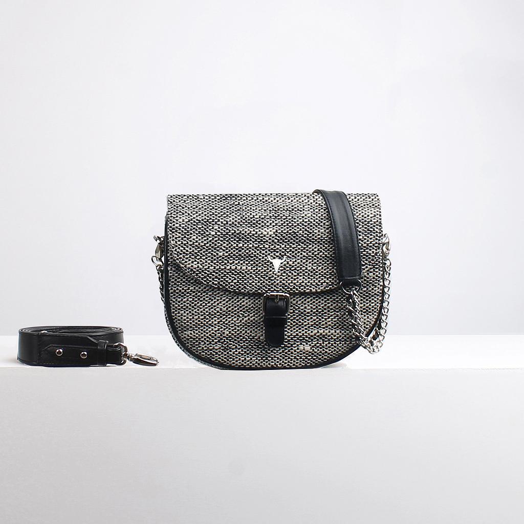 SAC DEAN - TWEED NOIR ET BLANC