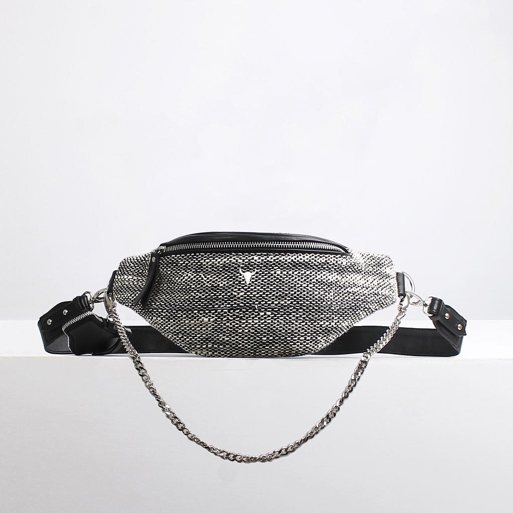SAC BANANE HARPER - TWEED NOIR ET BLANC