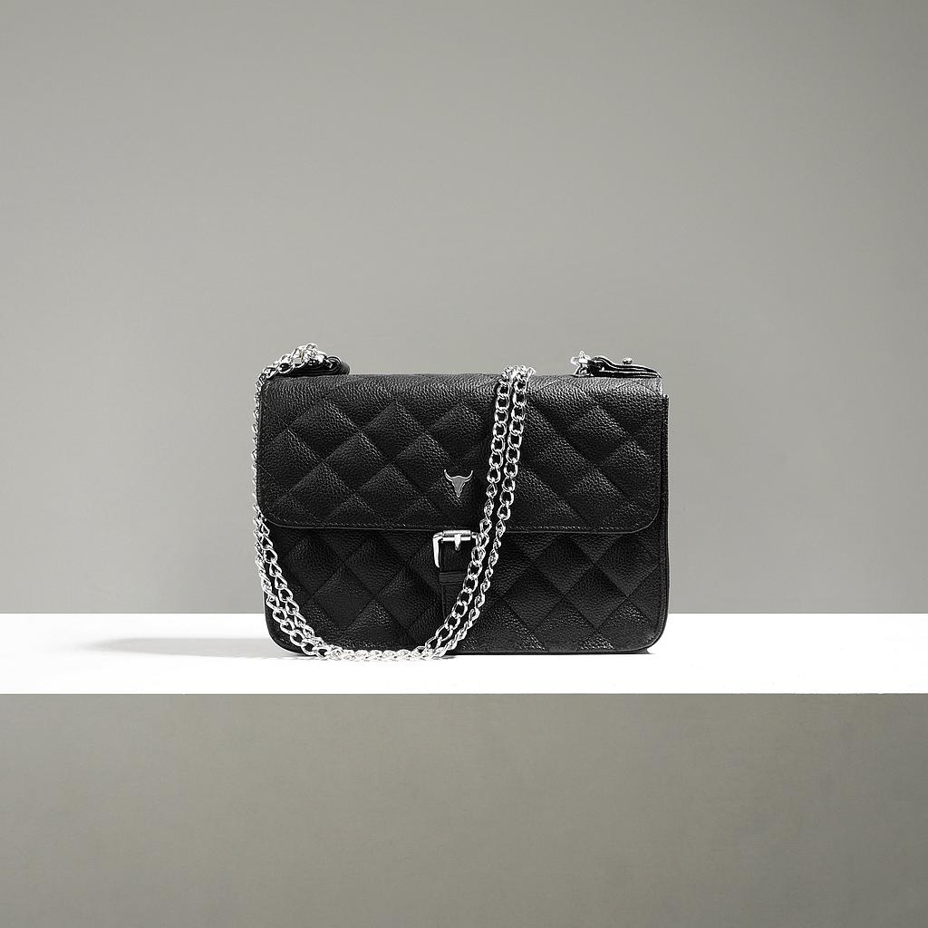 SAC OLIVIA - CUIR NOIR MATELASSÉ