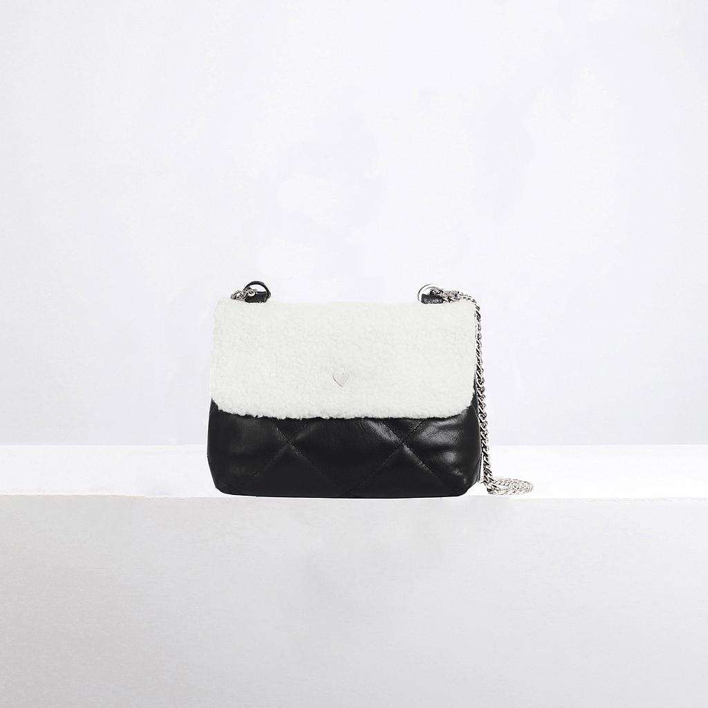 SAC MINI CAPRI - CUIR NOIR ET MOUMOUTE