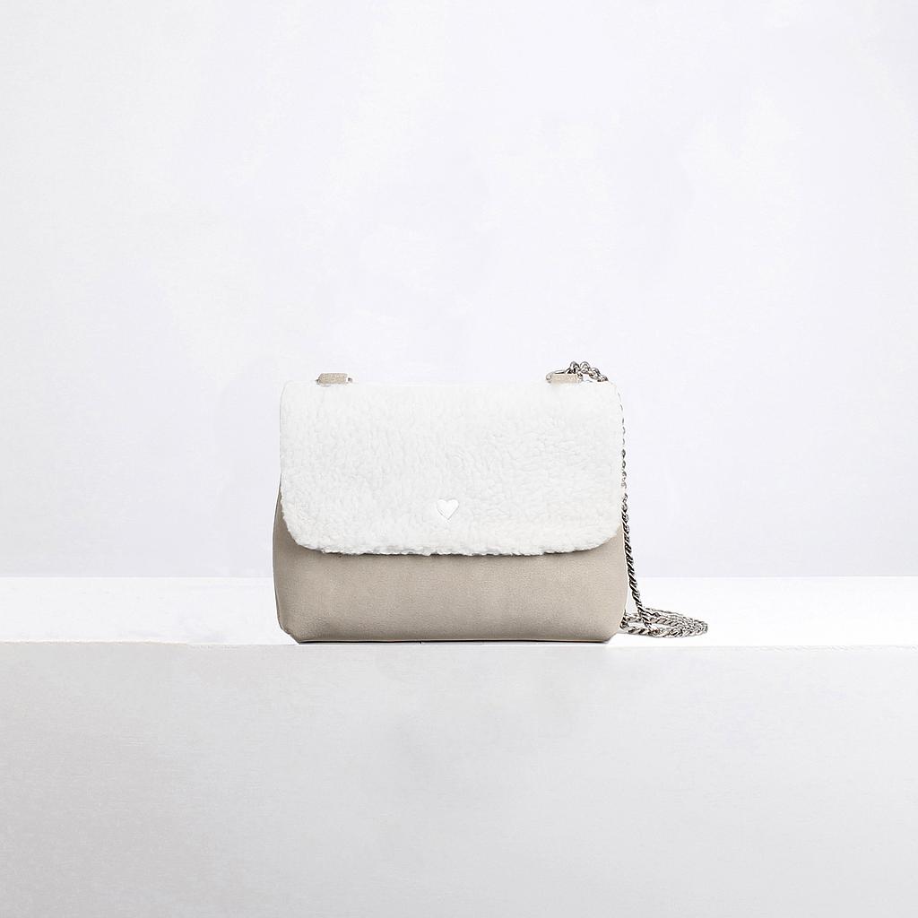 SAC MINI CAPRI - DAIM BEIGE ET MOUMOUTE