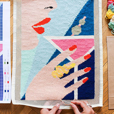 Kit broderie DIY AM to PM Petit Point We are Knitters