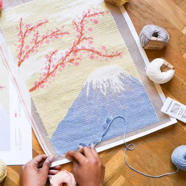 Kit broderie DIY Sakura Petit Point Kit We Are Knitters
