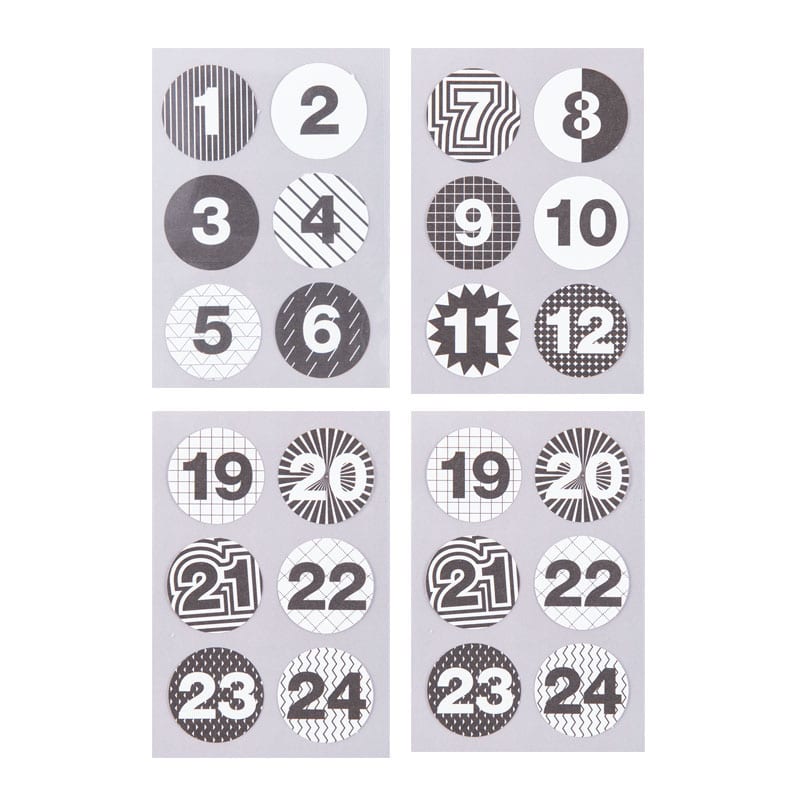 Stickers de l'Avent Noirs et Blancs - Rico Design