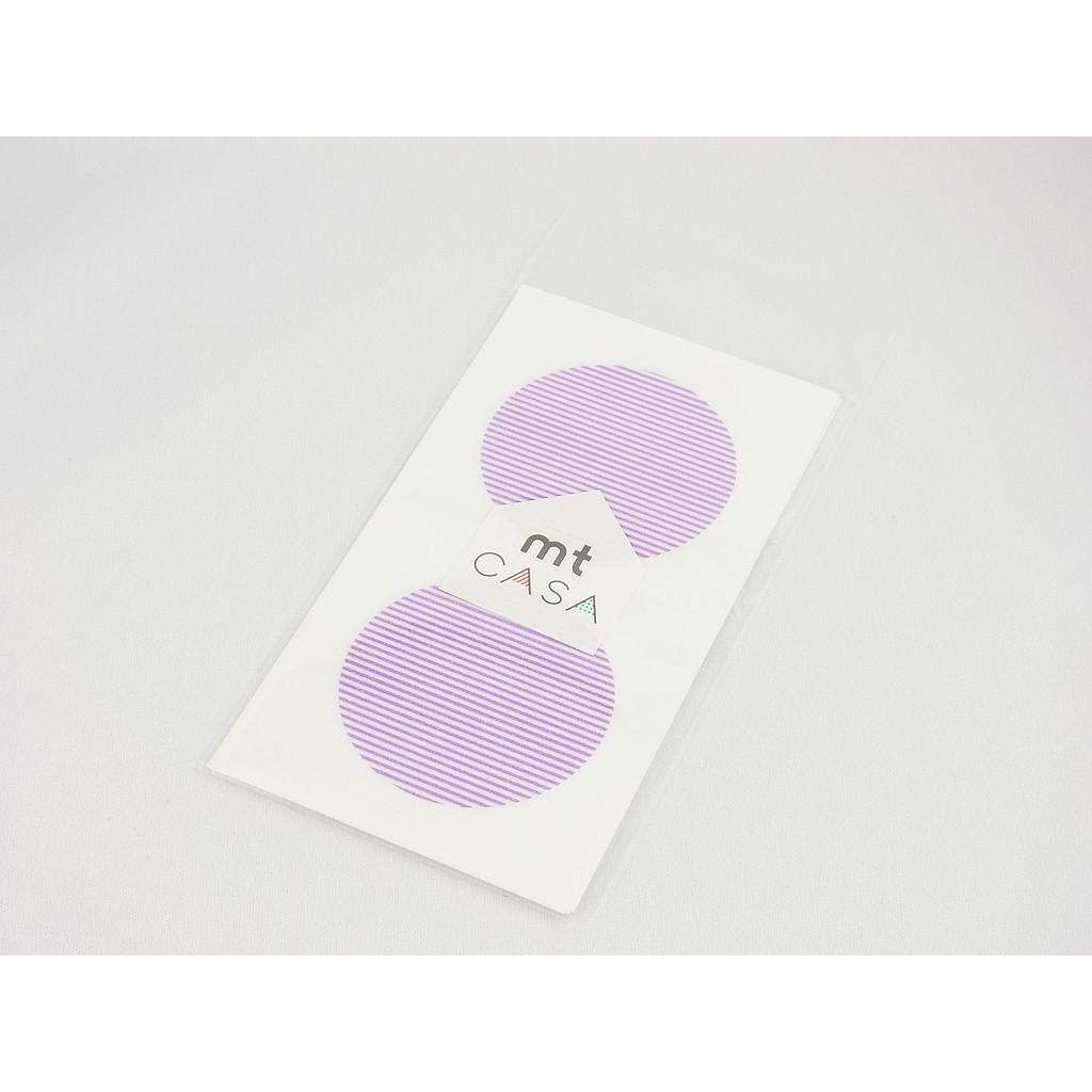 Masking Tape - 10 Stickers ronds Purple Rayé en washi