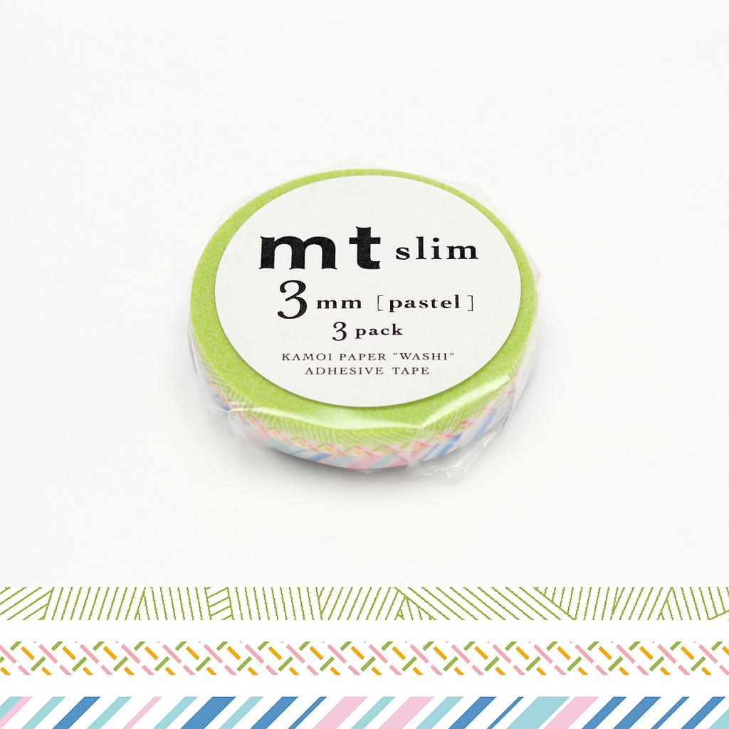 Masking Tape Slim - 3 rouleaux motifs pastel - 3 mm x 10 m
