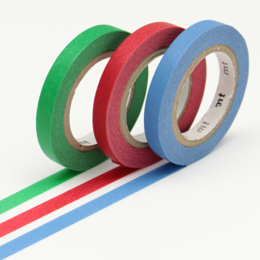 Masking Tape Slim - 3 rouleaux unis - 6 mm x 10 m
