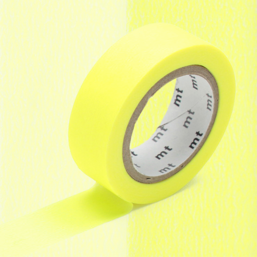Masking Tape Jaune Fluo uni - 1,5 cm x 10 m