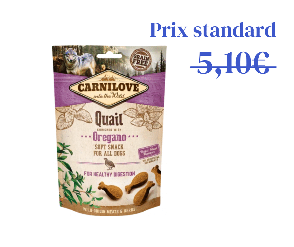 Crunchy Snacks Caille &amp; Origan spécial digestion - pour chien 200g