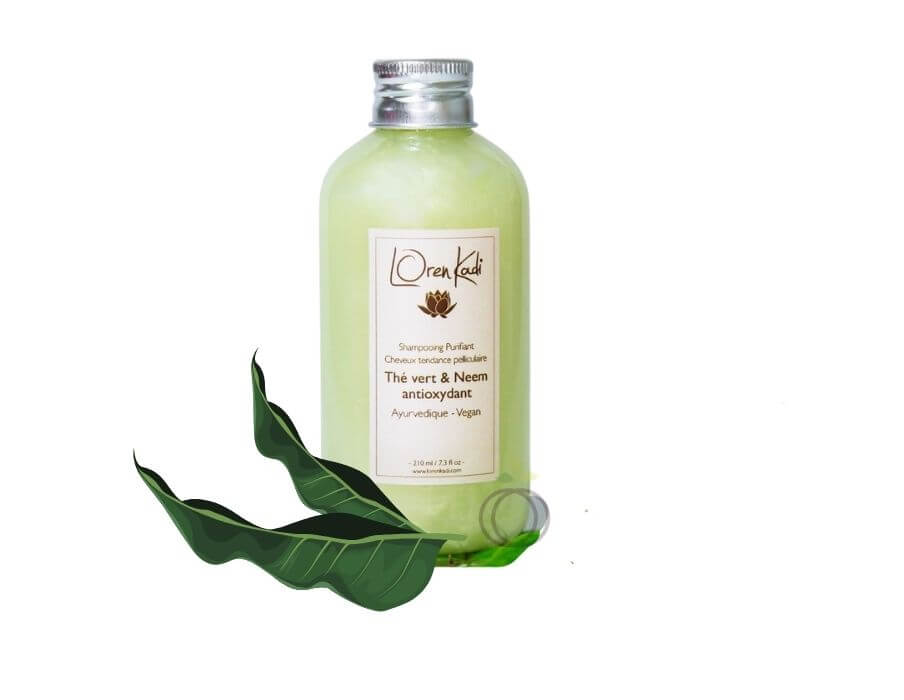Shampoing thé vert et neem purifiant antipelliculaire Loren Kadi