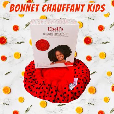 Bonnet chauffant naturel Ebells pour enfants rouge à pois noir