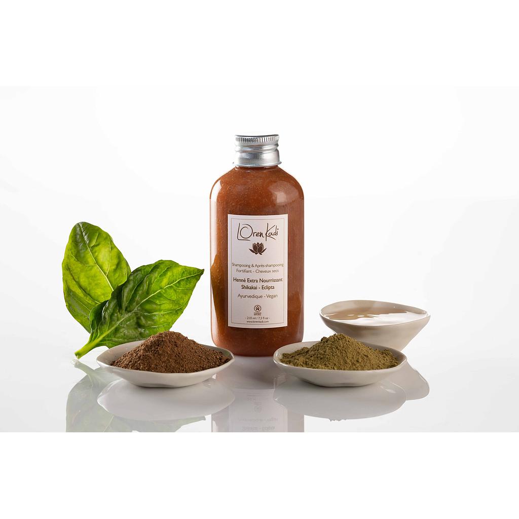 Shampooing et Ap-shamp ayurvédique "Henné Extra Nourrissant" LorenKadi 210ml