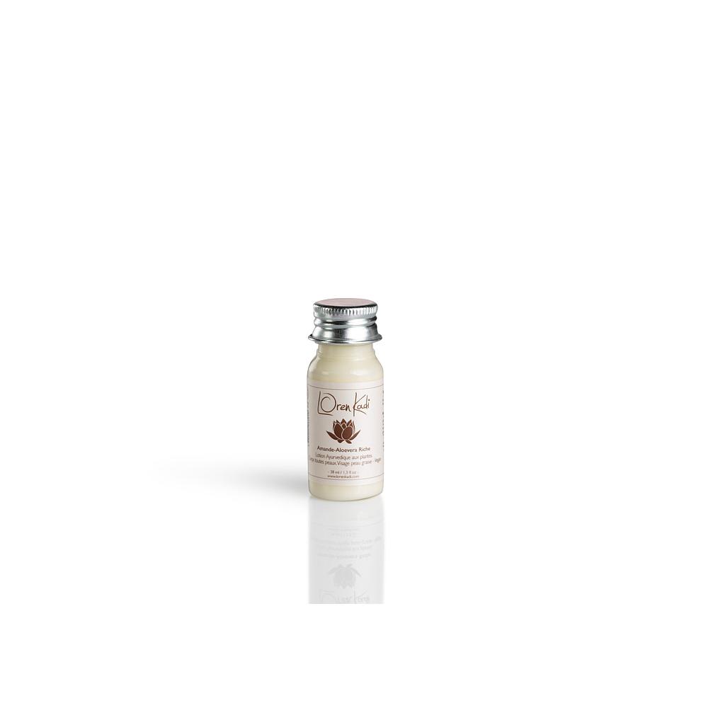 Mini Lotion ayurvédique "Amande-Aloevera Riche" Loren Kadi 38 ml