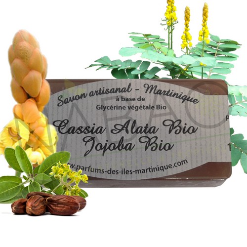 Savon artisanal Cassia Alata et huile de jojoba bio Parfums des Iles 100gr