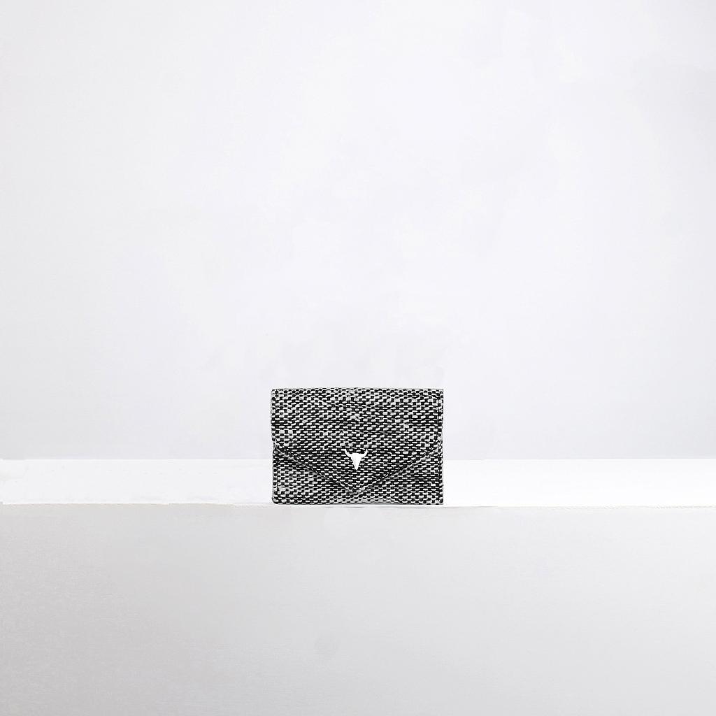 PORTE-MONNAIE ANNA TWEED NOIR ET BLANC