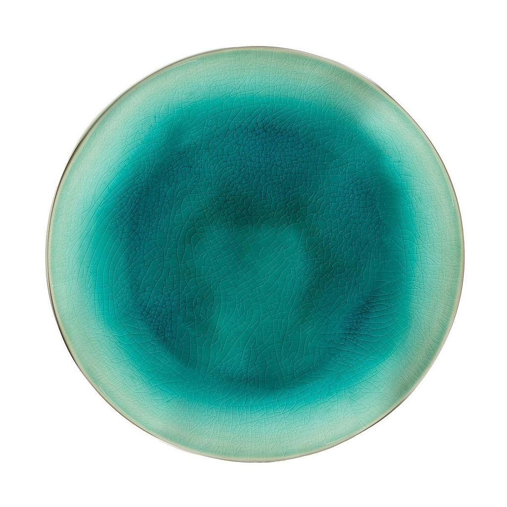 Lot 6 assiettes plates Riviera en grès 21cm, couleur Azur