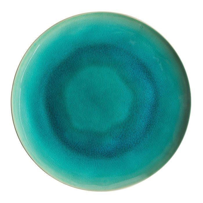 Lot 6 assiettes plates en grès bleu azur 27cm
