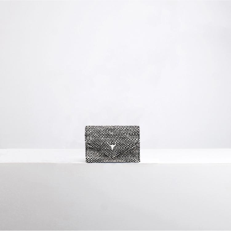 PORTE-MONNAIE ANNA - TWEED NOIR ET BLANC