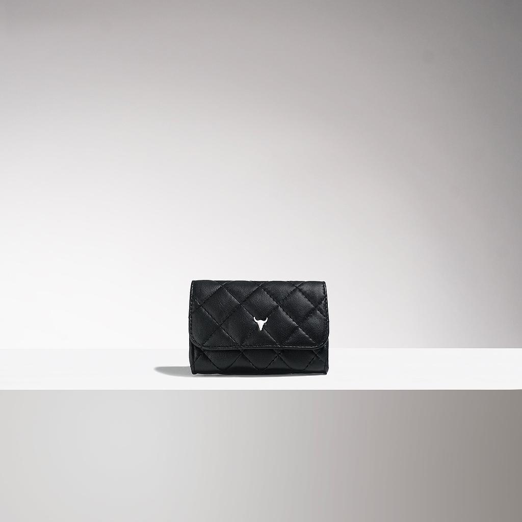 PORTE-MONNAIE NATA - CUIR NOIR MATELASSÉ