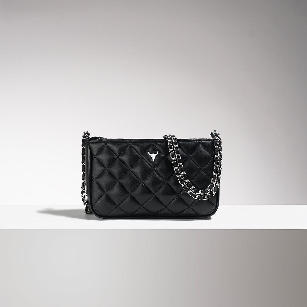 SAC GABBY - CUIR NOIR MATELASSÉ