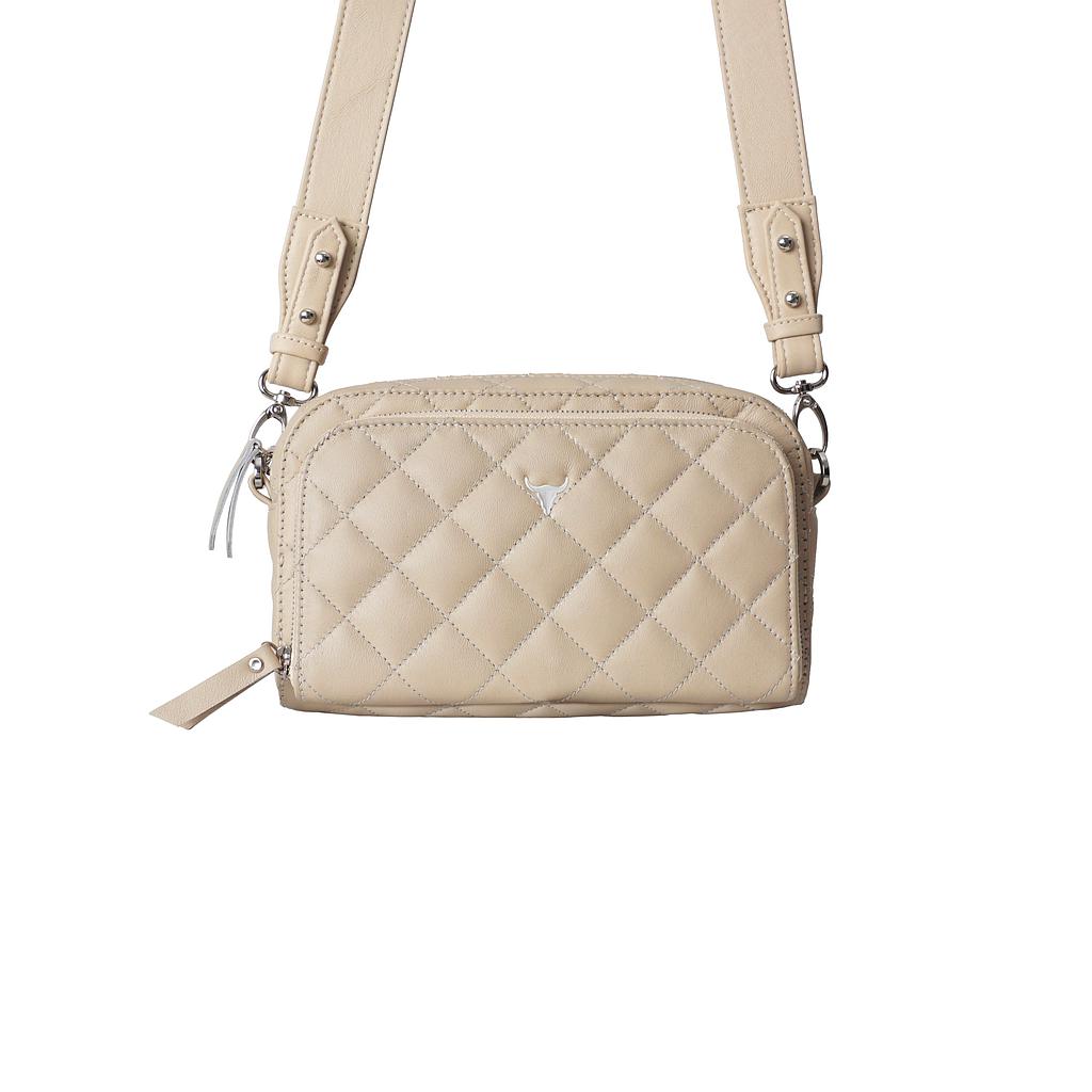 SAC MONIQUE - CUIR BEIGE MATELASSÉ