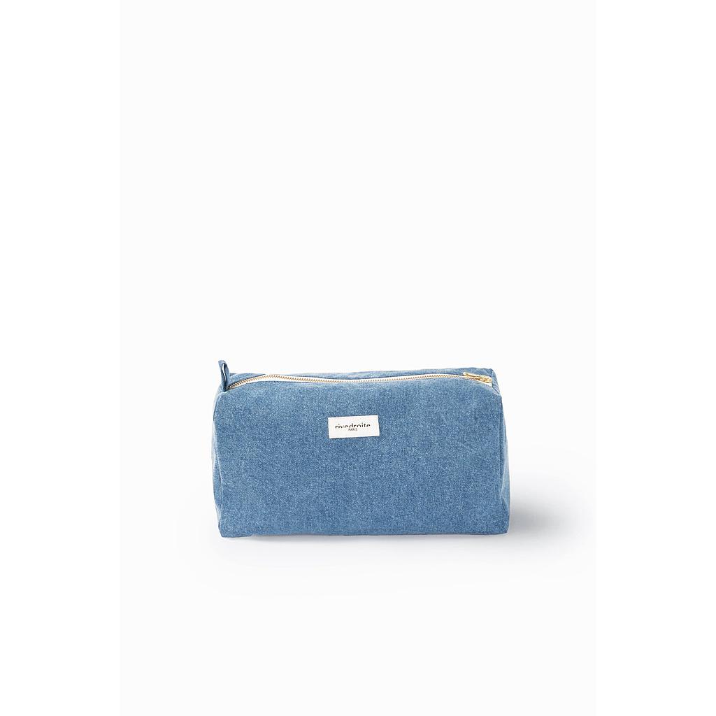 Alma la trousse de toilette maternité brodée - Denim clair upcyclé