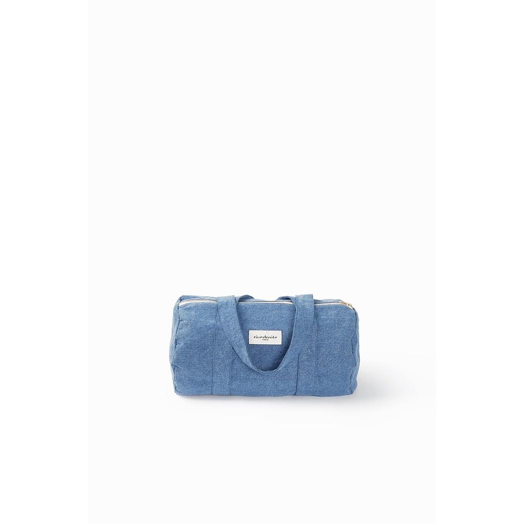 Ballu le petit sac polochon brodé - Denim clair upcyclé