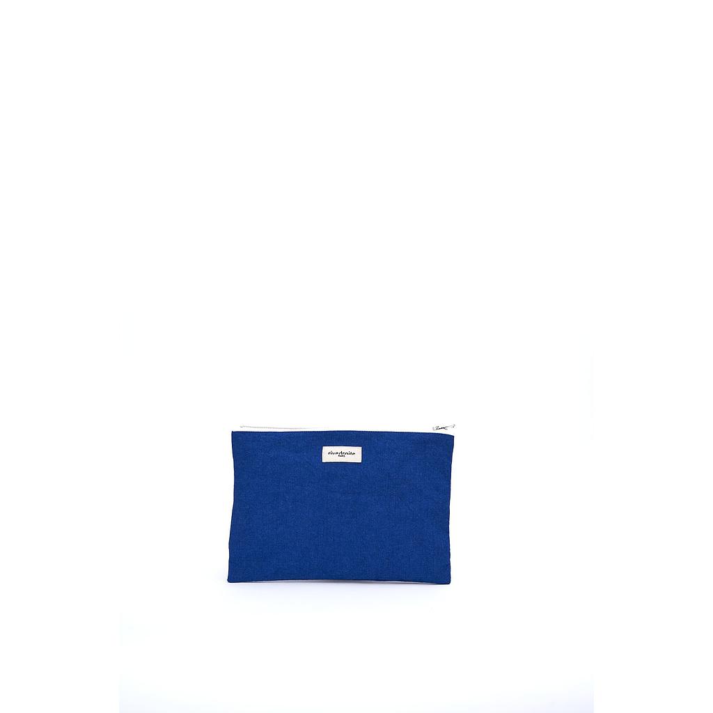 Barbette Medium la pochette brodée - Coton recyclé Bleu Azurit