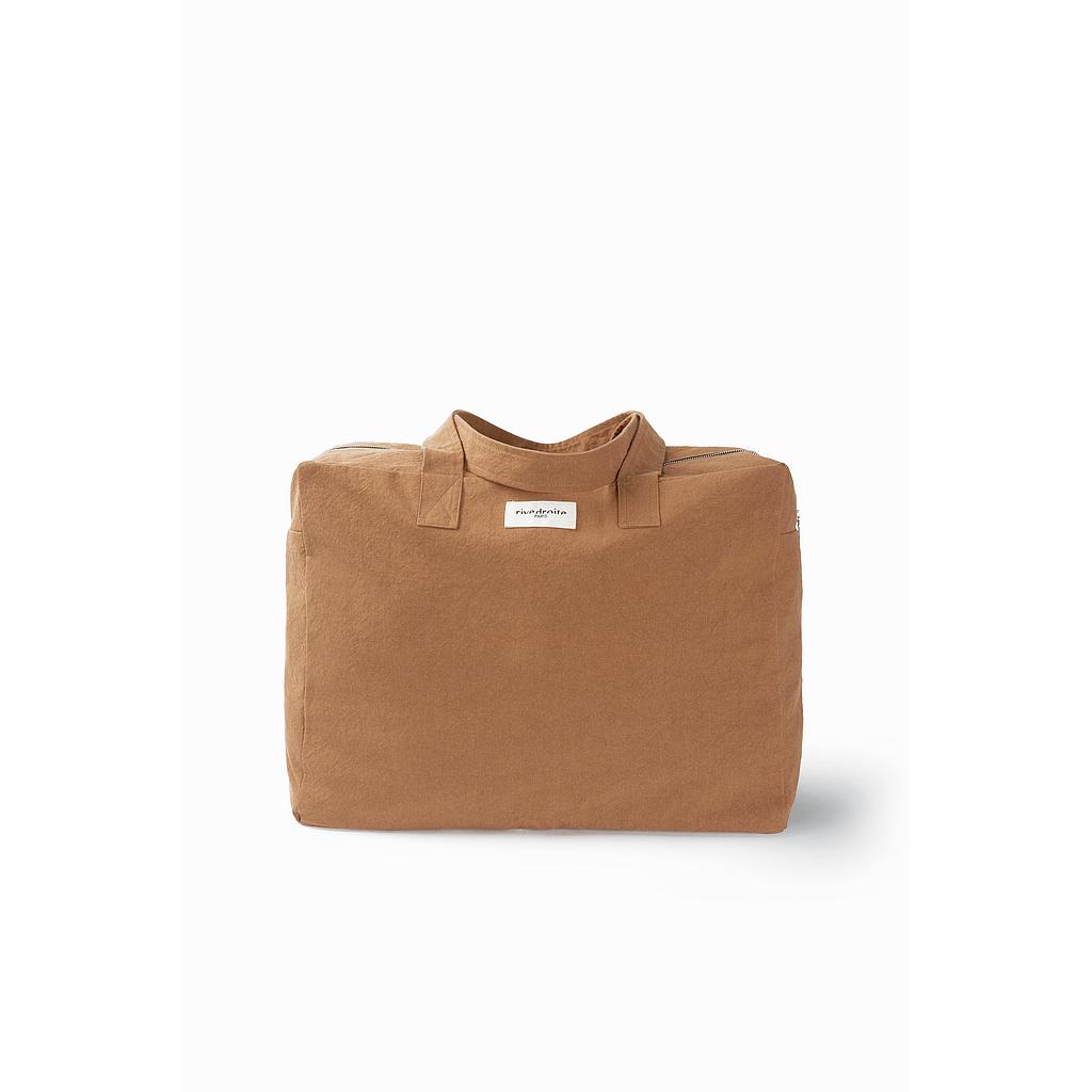 Elzévir le grand sac weekend brodé - Coton recyclé camel