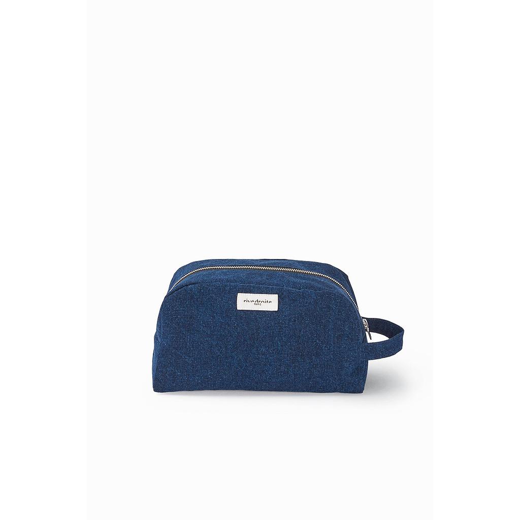 Hermel la trousse de toilette brodée - Denim brut upcyclé