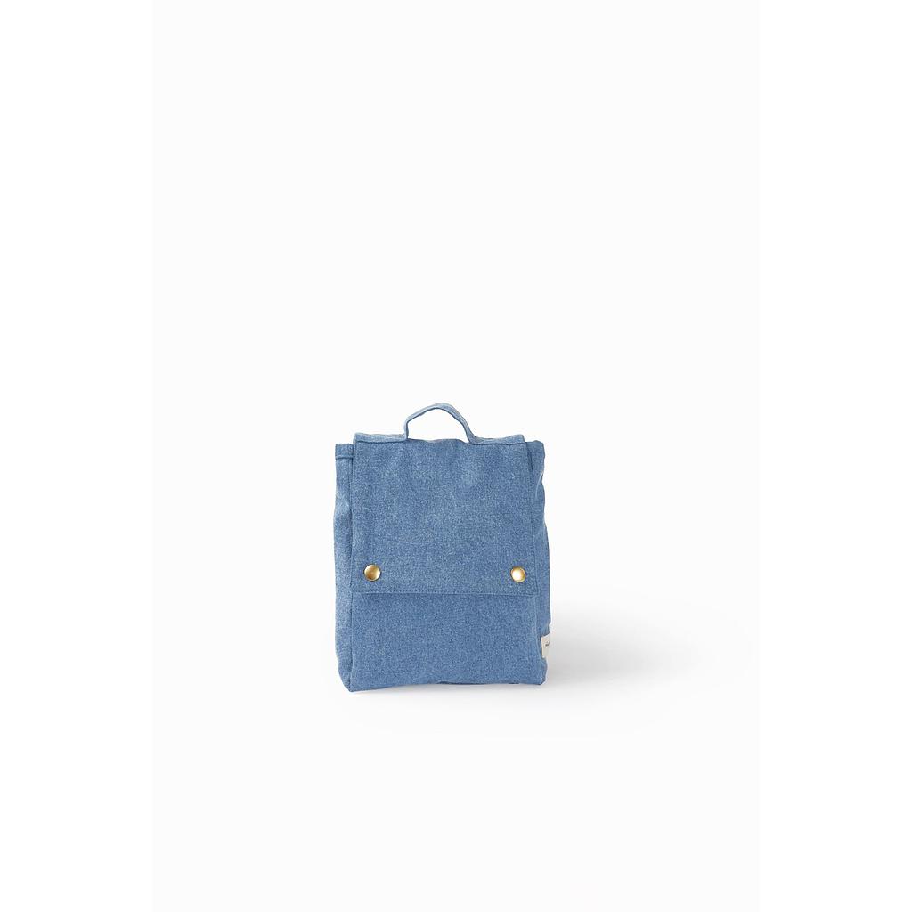 Minimes le sac à dos des tout-petits brodé - Denim clair upcyclé