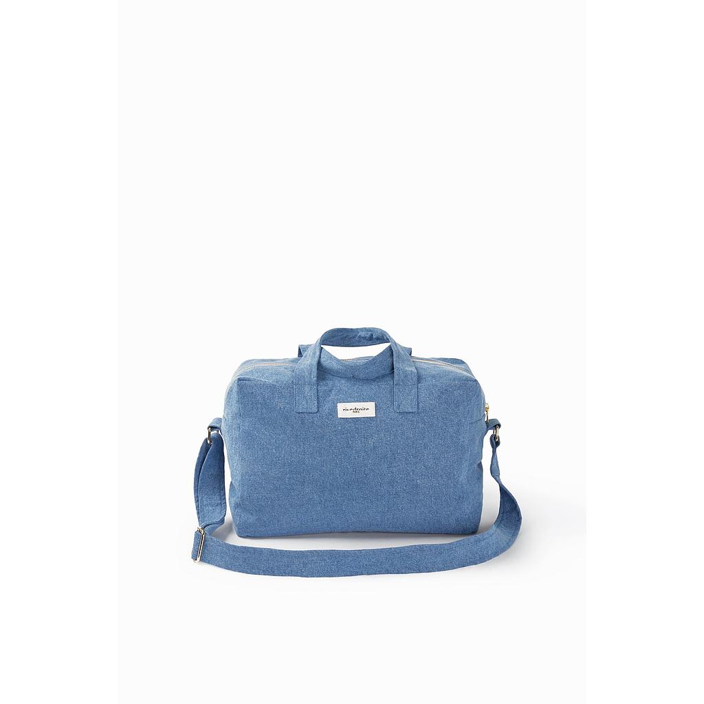 Sauval le city bag brodé - Denim clair upcyclé