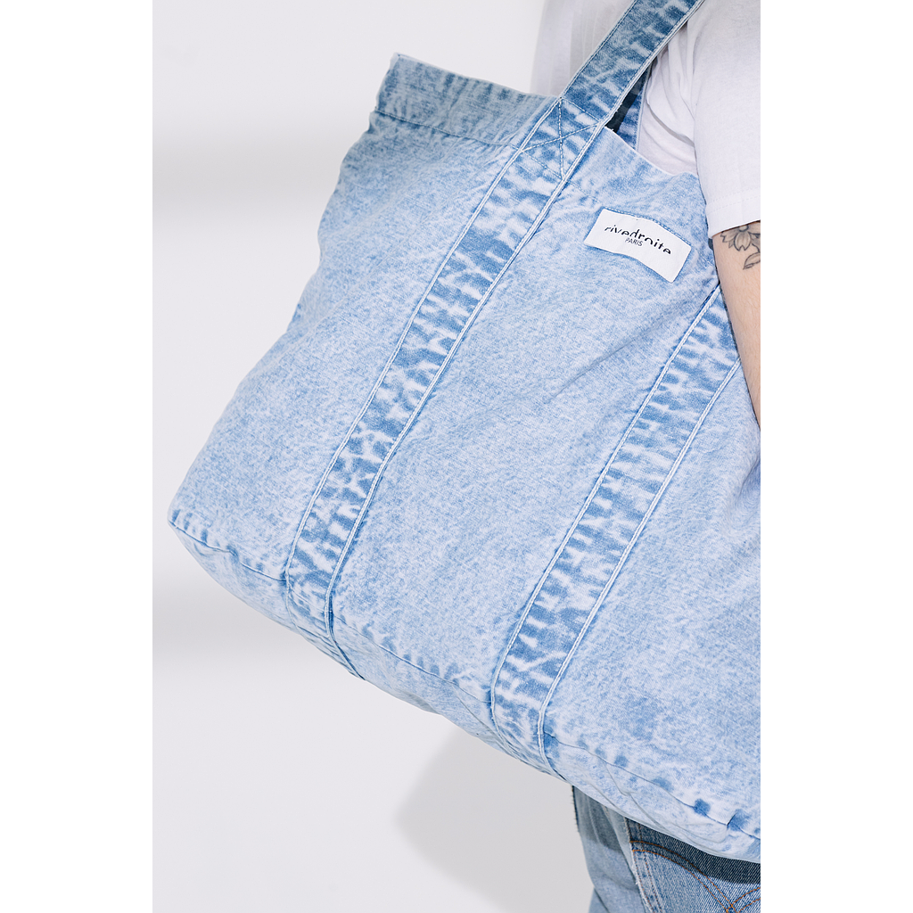 Marcel le cabas XL - Denim "Snow" upcyclé