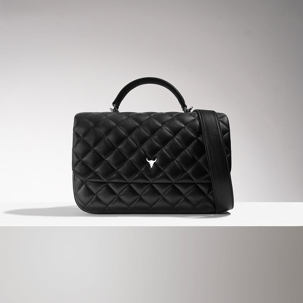 SAC MAXI BRIGITTE - CUIR NOIR MATELASSÉ