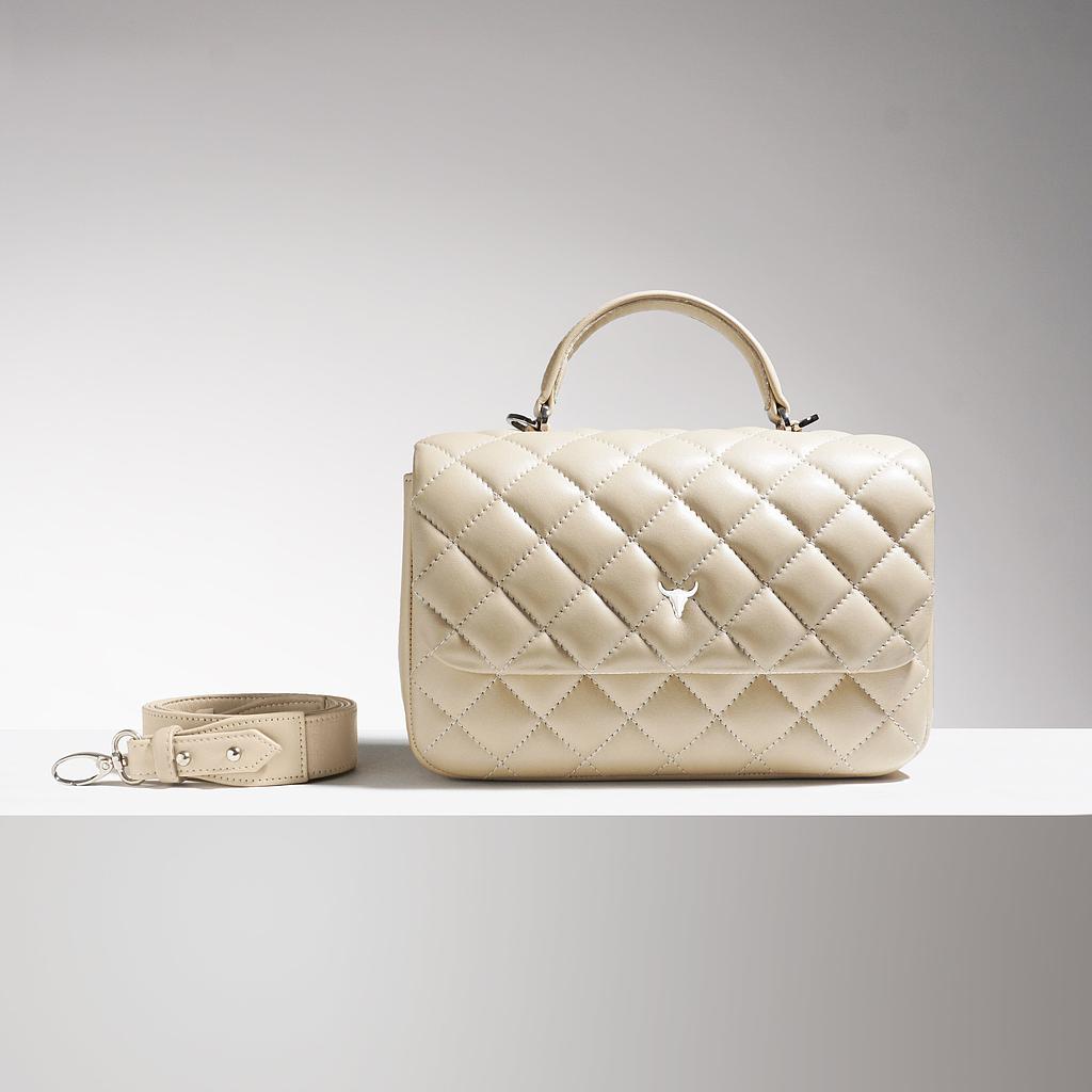 PRE-COMMANDE SAC BRIGITTE ORIGINAL - CUIR BEIGE MATELASSÉ