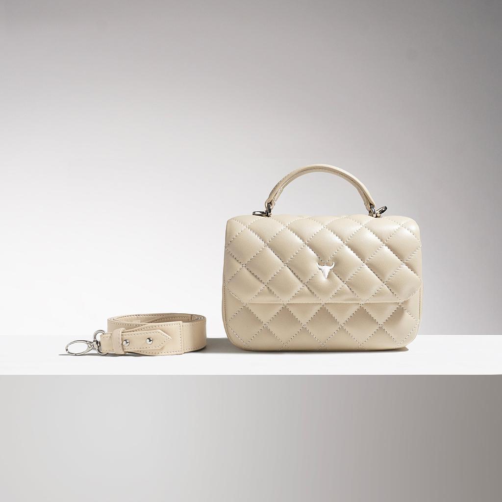 SAC MINI BRIGITTE - CUIR BEIGE MATELASSÉ