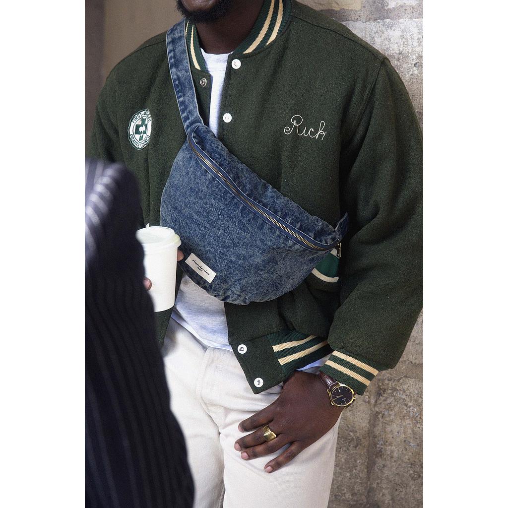Custine XL le sac banane - Denim upcyclé "Dirty Snow"