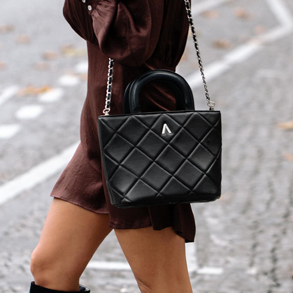 SAC ZOÉ ORIGINAL - CUIR NOIR MATELASSÉ