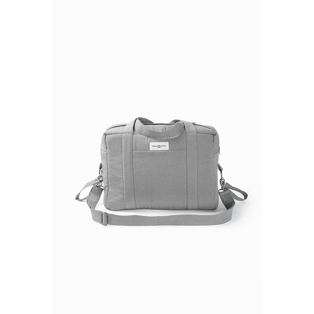 Darcy l'anti sac à langer brodé - Coton recyclé gris givré