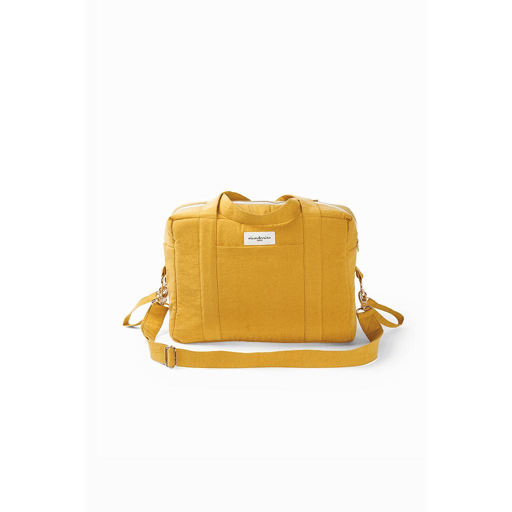 Darcy l'anti sac à langer brodé - Coton recyclé moutarde