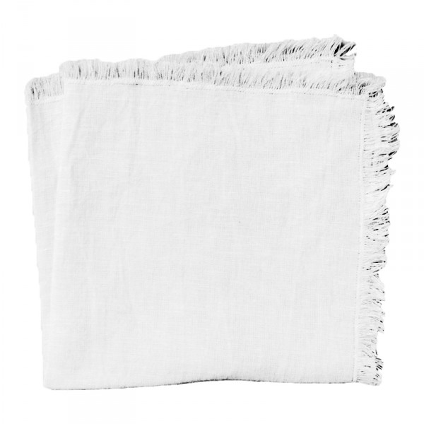 Linen Napkin Fringe - White
