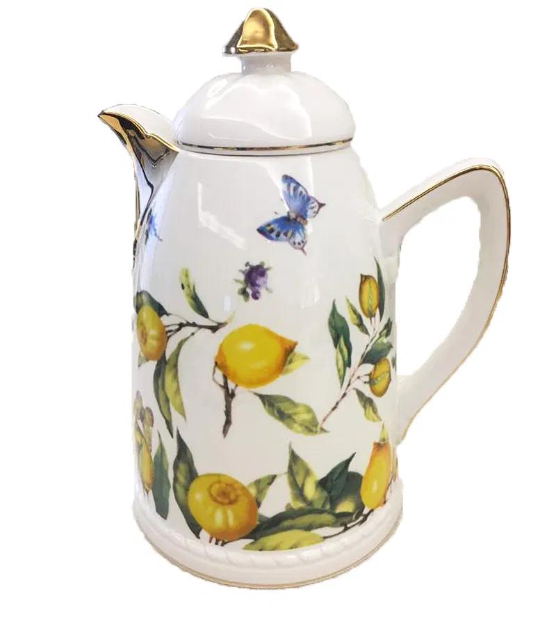 Porcelain Thermos Scicilian Lemon with Gold Details