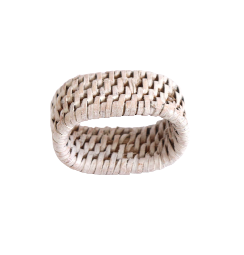 Rattan Oval Napkin Rings White Washed