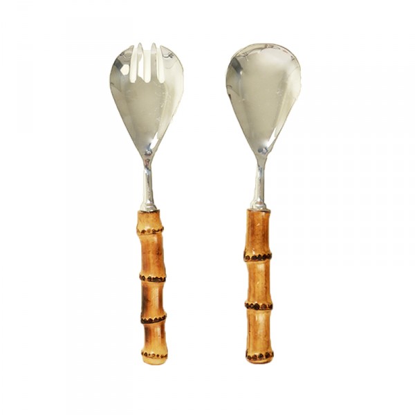 Bamboo Handle Salad Server (Set of 2 Pcs )