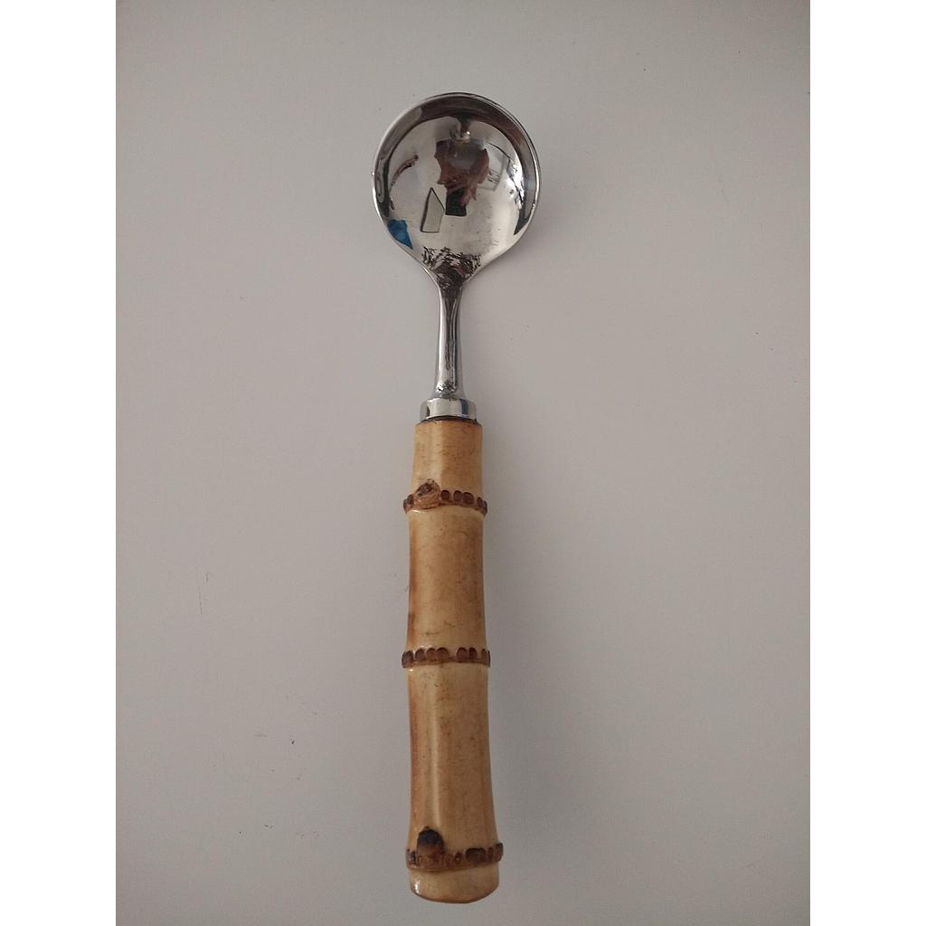Bamboo Handle Sauce Server Silver ( Set of 6 Pcs)