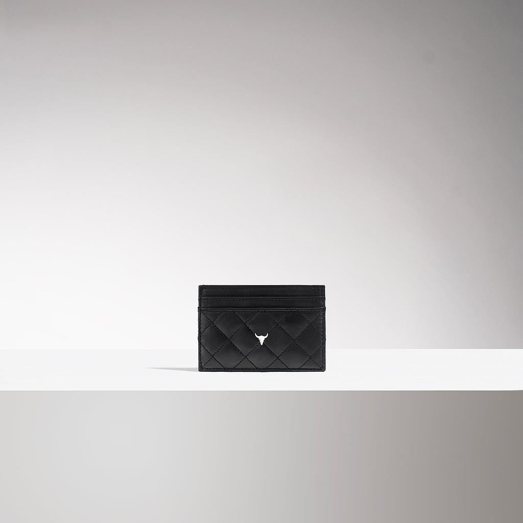 PORTE-CARTES LANA - CUIR NOIR MATELASSÉ