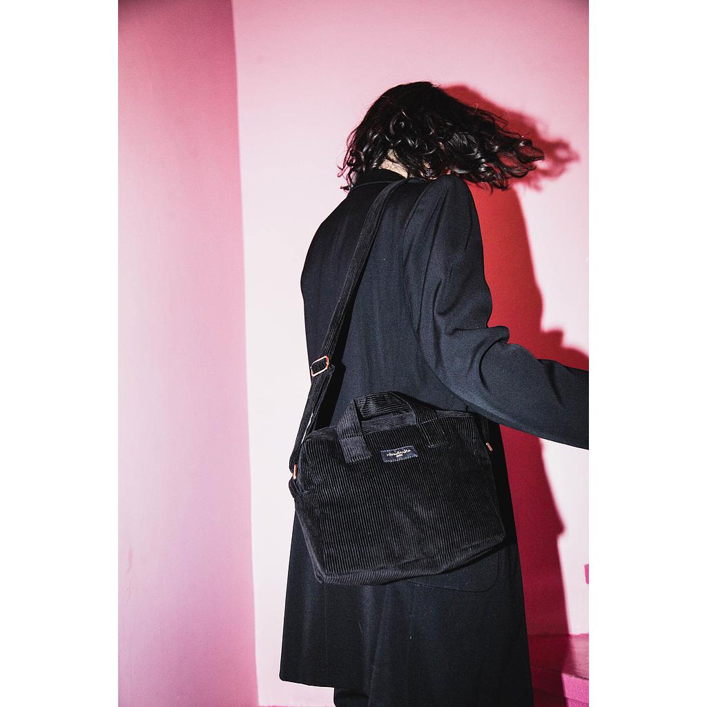 Mini Sauval le city bag - Velours upcyclé Noir "Doré"