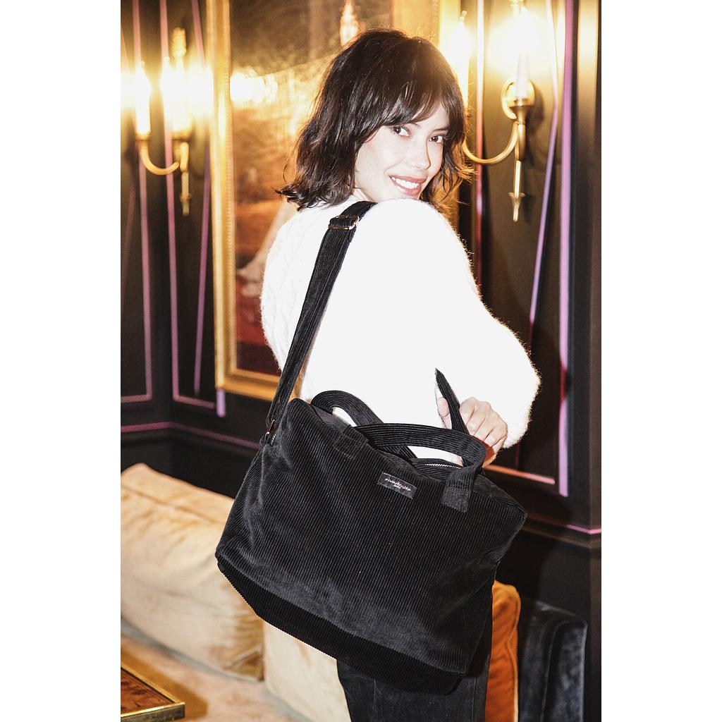 Sauval le city bag - Velours upcyclé Noir "Doré"