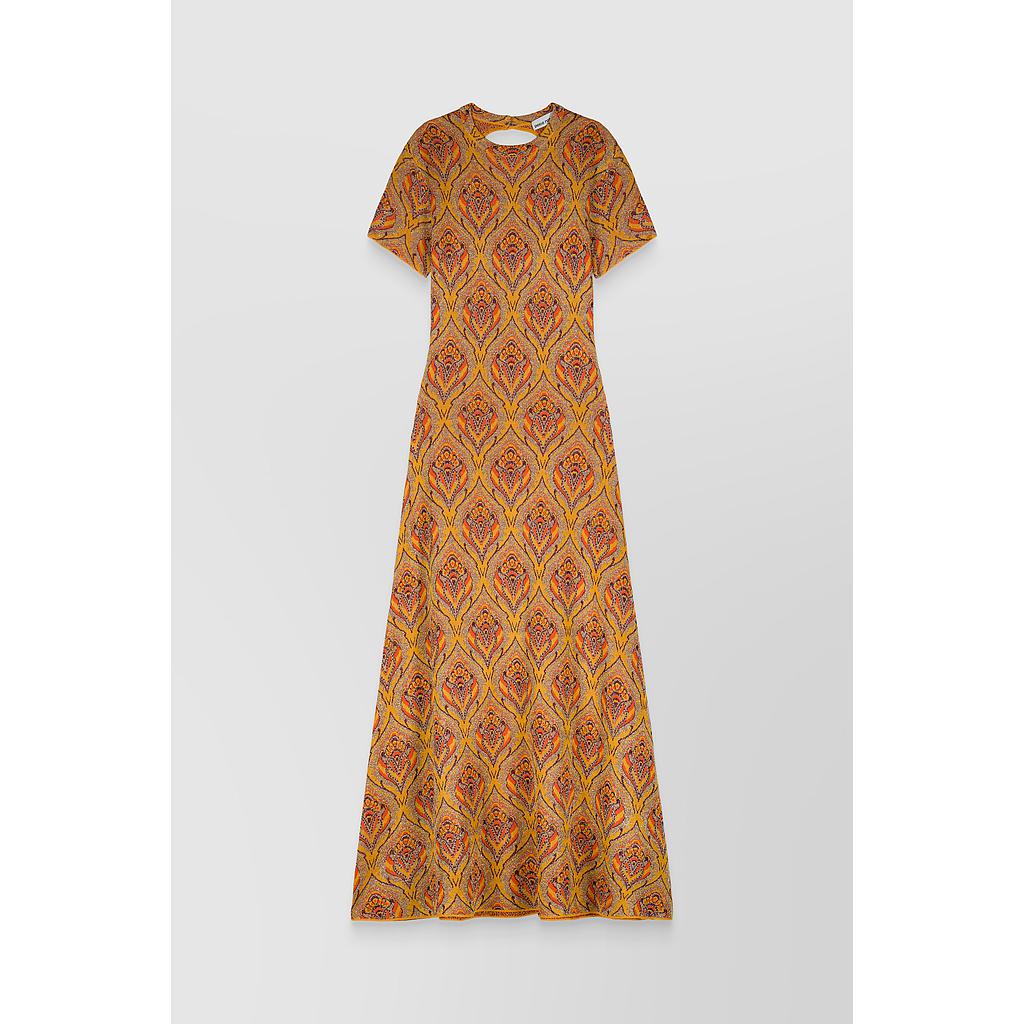 70' tapestry bodycon maxi dress