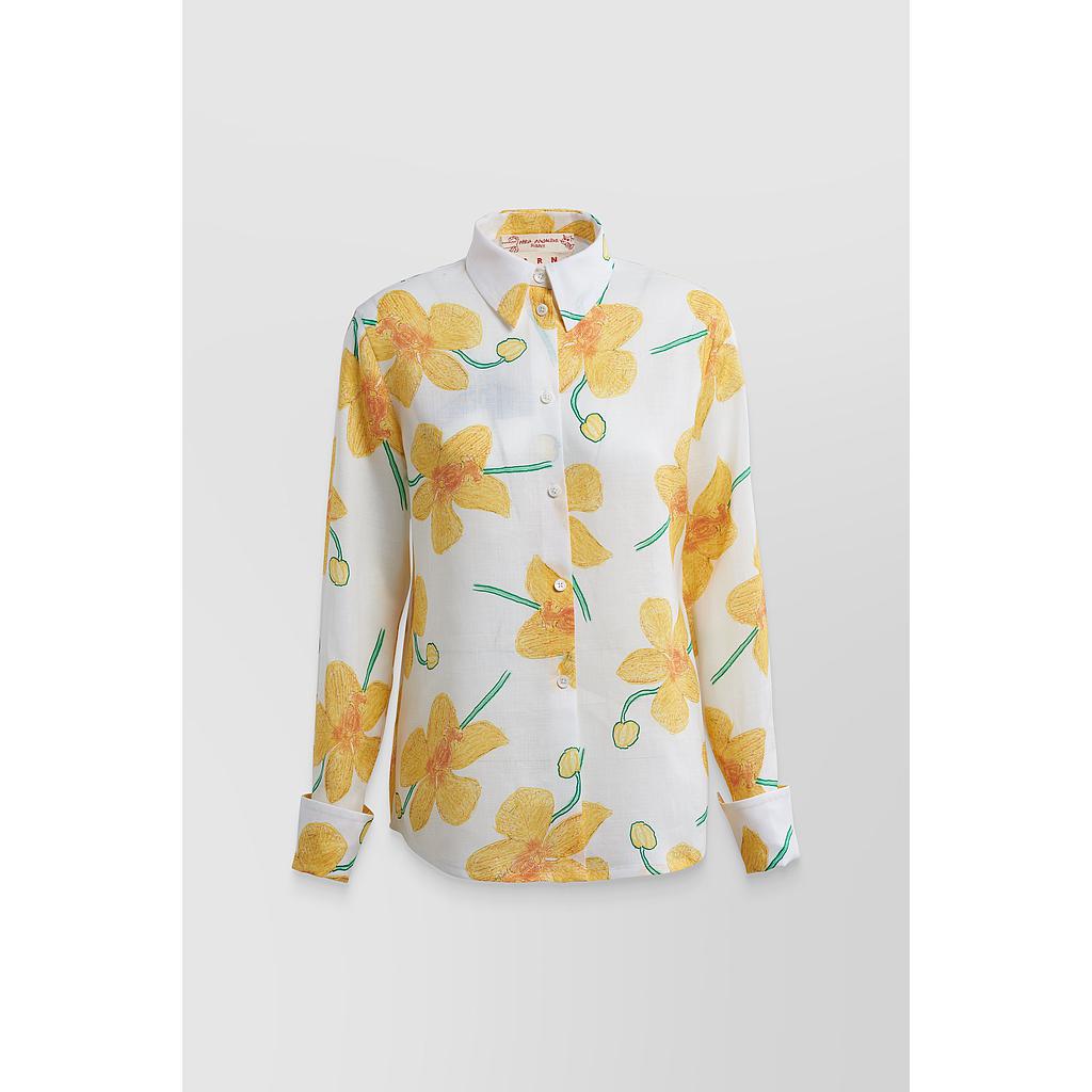 Classic flower printed linen shirt